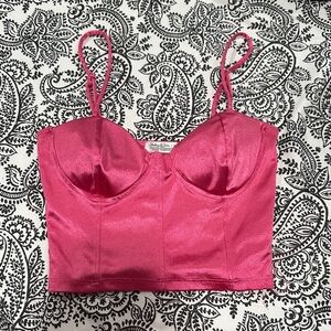 Elegant Pink Satin Bustier Bra